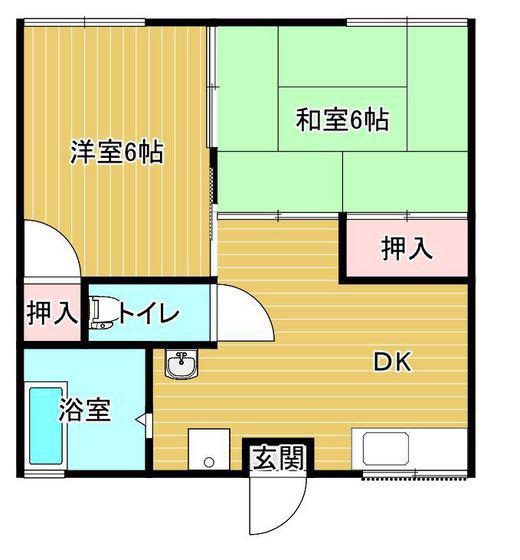 コーポ富田(2DK/2階)の間取り写真
