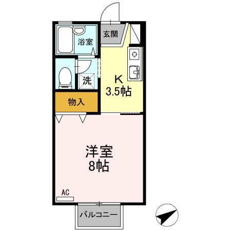エクセルヤマ(1K/2階)の間取り写真