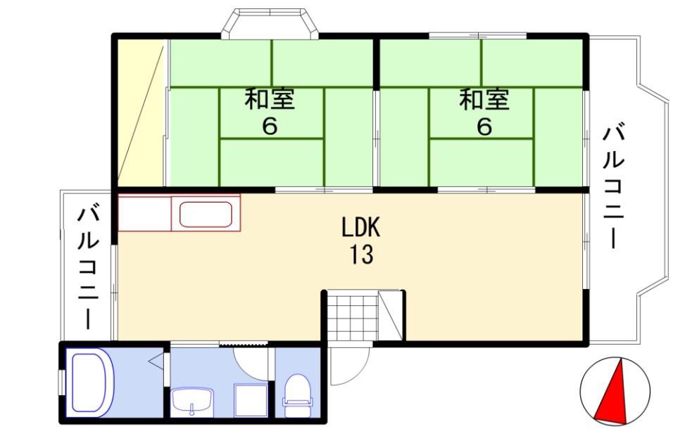 エル・オエステ(2LDK/3階)の間取り写真