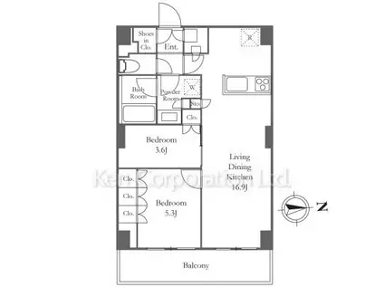 パークアクシス品川天王洲アイル(2LDK/9階)の間取り写真