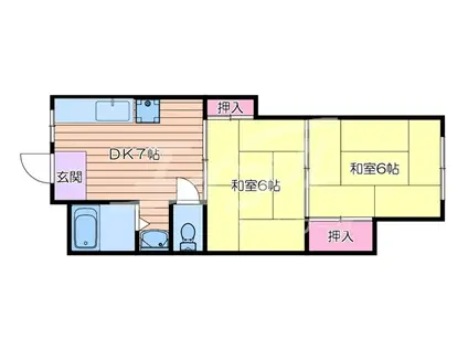 三進ビル(2DK/4階)の間取り写真