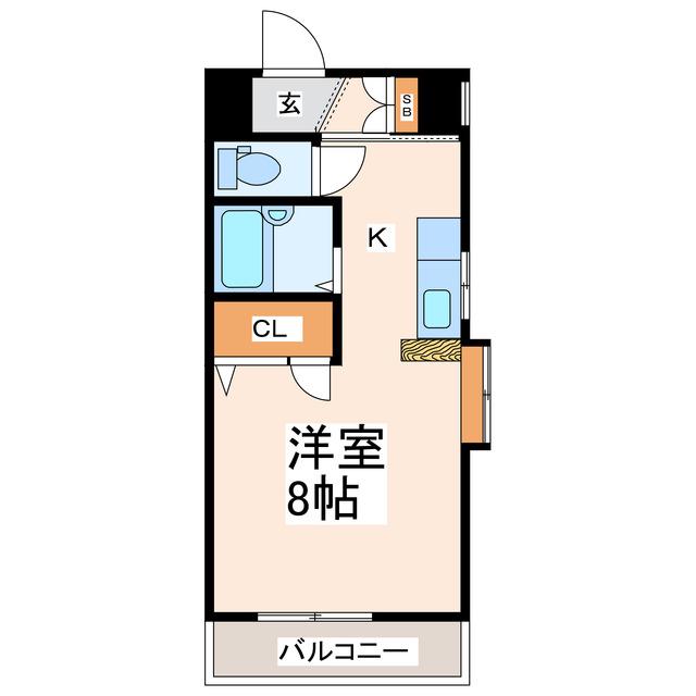 カージェ九品寺(1K/2階)の間取り写真