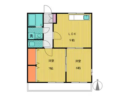 コーポビオラ B棟(2LDK/1階)の間取り写真