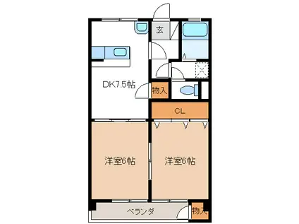 向井ビル(2DK/2階)の間取り写真