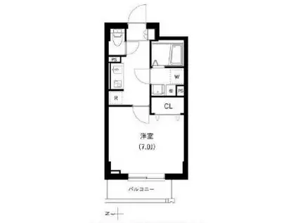 CREVANCE神楽坂(1K/3階)の間取り写真