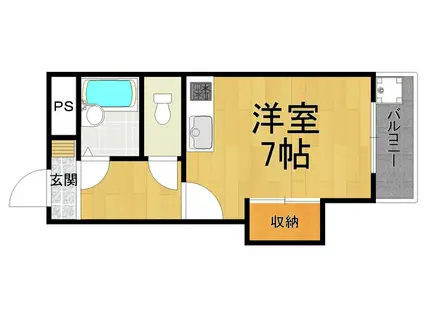 ハイネス門戸(ワンルーム/2階)の間取り写真