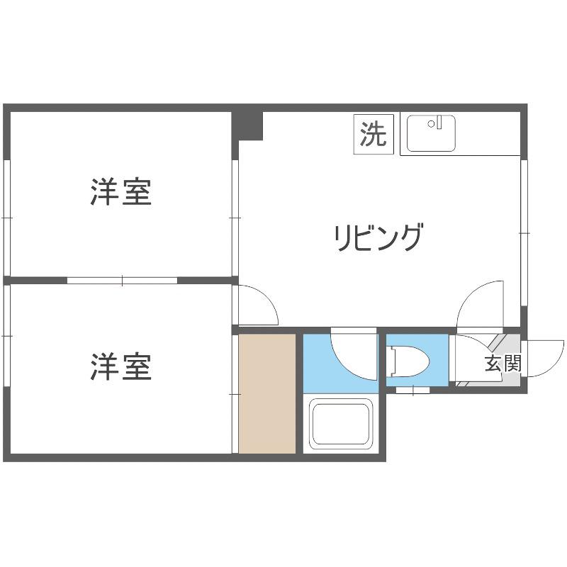 ハイデンス平岸4-16(2LDK/1階)の間取り写真