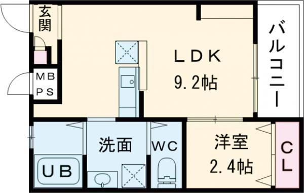 エヌエムキャトフヴァンキャトルズ(1LDK/1階)の間取り写真