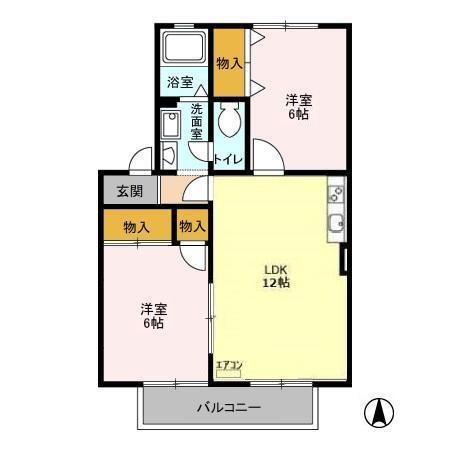サンベルテV(2LDK/1階)の間取り写真