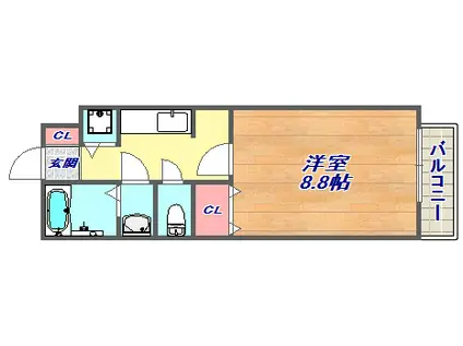 モナリエ青谷(1K/2階)の間取り写真