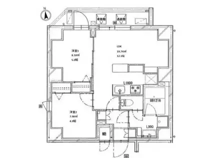 クリアルプレミア浅草橋(2LDK/14階)の間取り写真