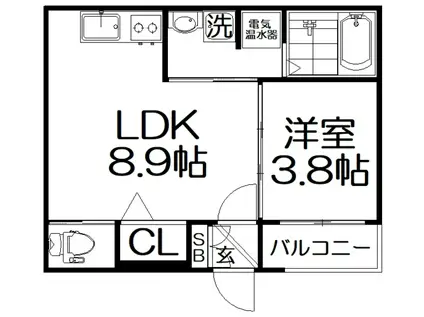 F ASECIA MIZAR(1LDK/1階)の間取り写真