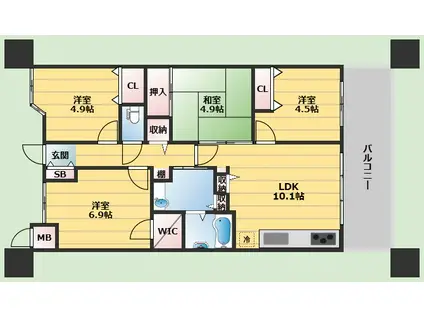 レジディア千里万博公園(4LDK/2階)の間取り写真