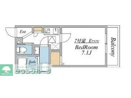 ウィンドテラス新柴又I(1K/2階)の間取り写真