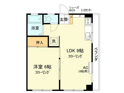横乾ビル(1LDK/2階)の間取り写真