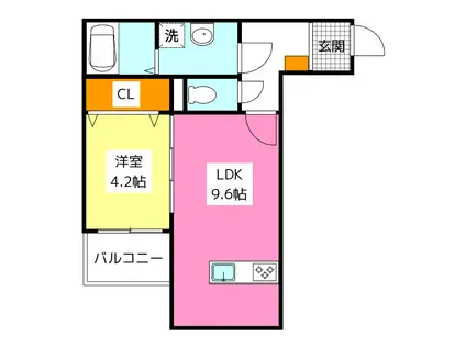 ケーエス博多駅南I(1LDK/3階)の間取り写真