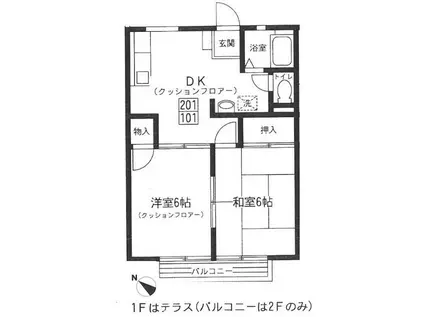 光ハイツ(2DK/1階)の間取り写真