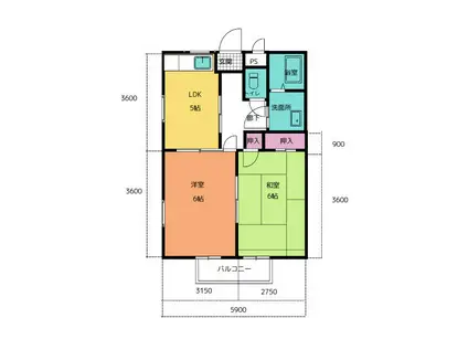 ファーブル井田(2DK/2階)の間取り写真