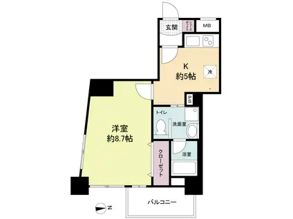 WILLDO南森町(1DK/4階)の間取り写真