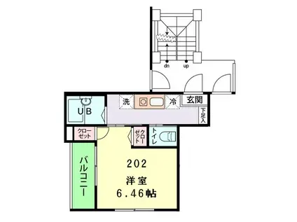 AXIS中町(1K/2階)の間取り写真