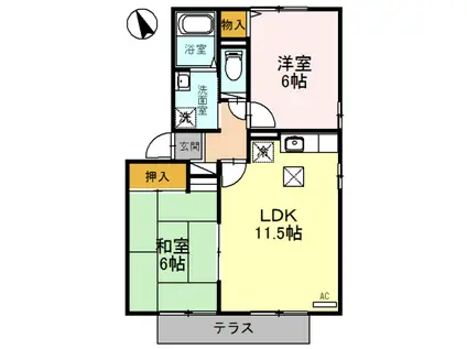エクレール遠野(2LDK/1階)の間取り写真