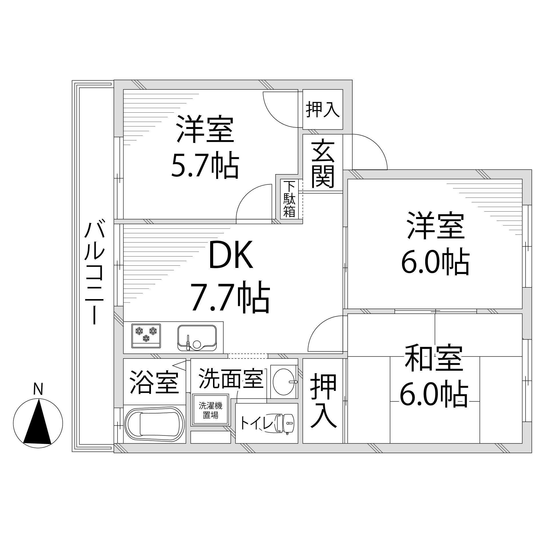 メゾンエルム(3DK/2階)の間取り写真