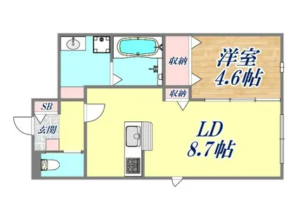 オリビア苦楽園(1LDK/1階)の間取り写真