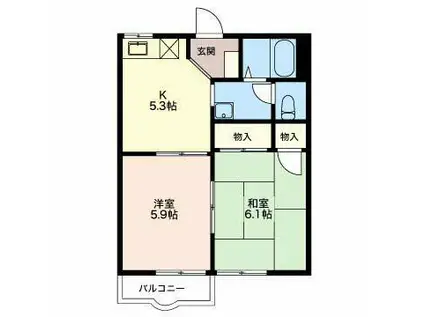 藤フレグランス A(2K/2階)の間取り写真