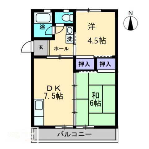 SPERANZA TAKAMATSU(2DK/4階)の間取り写真