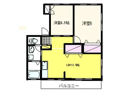 アルファヴィラS(2LDK/2階)の間取り写真