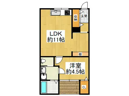 アーブルメゾンD・E(1LDK/1階)の間取り写真