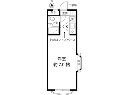 フラットM(ワンルーム/2階)の間取り写真