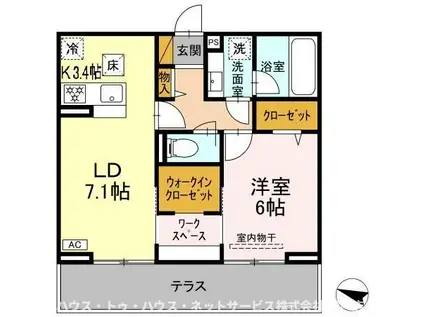 リシェスみのり台 C棟(1SLDK/1階)の間取り写真