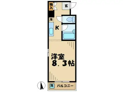 イーハトーブ(1K/3階)の間取り写真