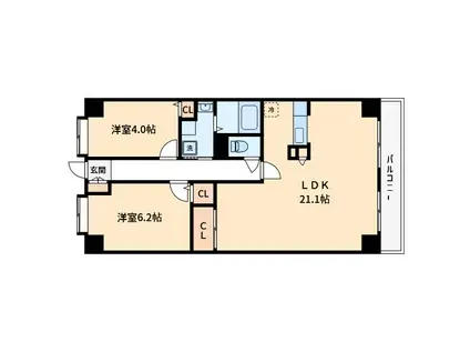 リヴィエール(2LDK/1階)の間取り写真