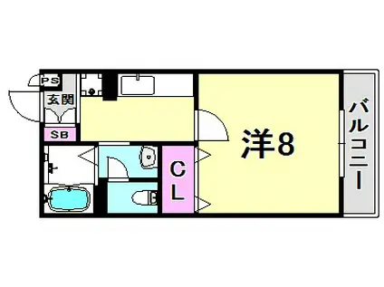 エスポワールII(1K/1階)の間取り写真