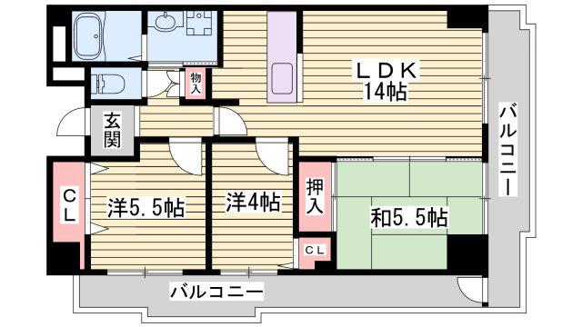 コモンパレス清水が丘(3LDK/6階)の間取り写真