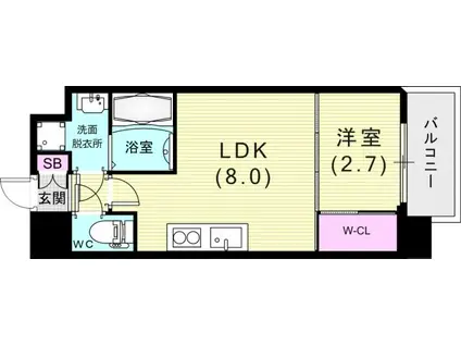 セレニテ神戸西エクラ(1LDK/2階)の間取り写真