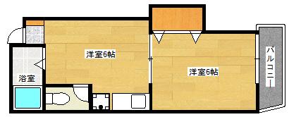 福永ビル(1DK/5階)の間取り写真