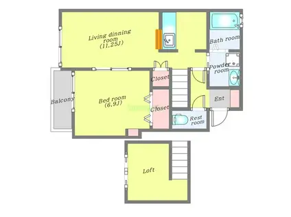 カサグランデ壱番館(1LDK/2階)の間取り写真