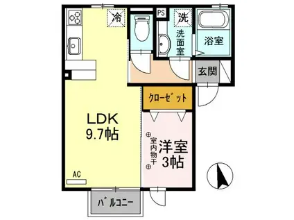ロイヤルテラス C(1LDK/2階)の間取り写真