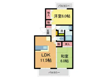 ネオパーチェ(2LDK/2階)の間取り写真