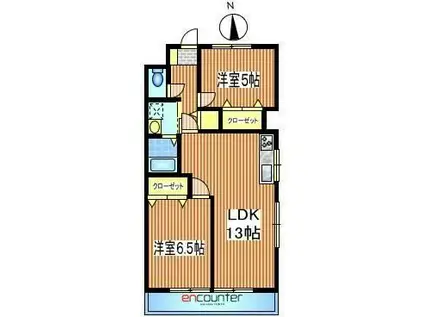 大関山ハイツ(2LDK/8階)の間取り写真