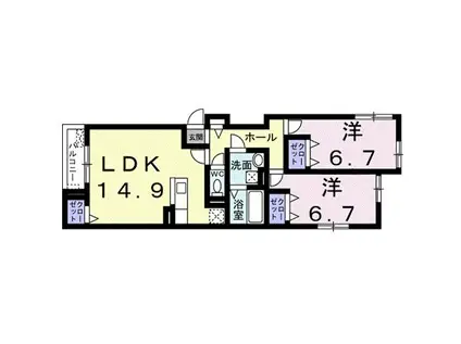フィデール春日(2LDK/3階)の間取り写真