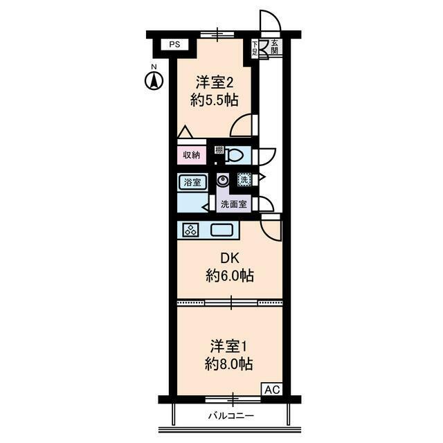 クリオ辻堂参番館(2DK/3階)の間取り写真