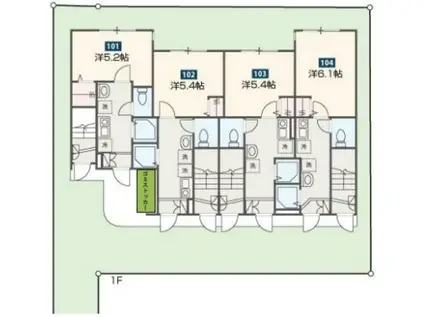 MELDIAノイエ(1K/1階)の間取り写真
