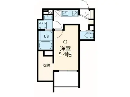 ピースコート登戸III(1K/2階)の間取り写真