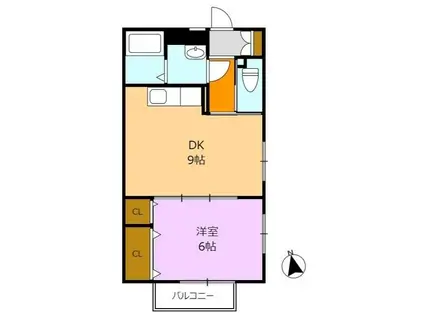 サウスハウス吉田(1DK/1階)の間取り写真