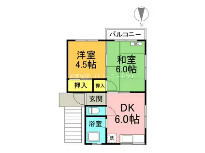 井上アパート(2DK/2階)の間取り写真