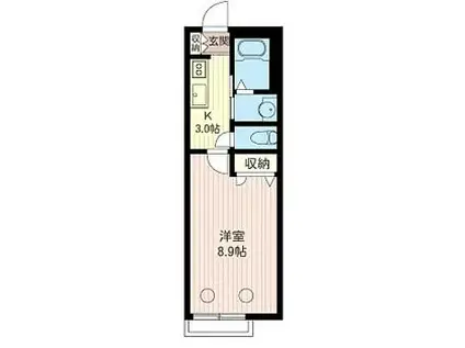 ルミエールS(1K/1階)の間取り写真